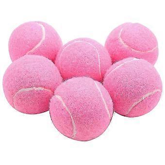 66mm 6Pcs Pink Tennis Balls Wear-Resistant Elastic Training Balls for Ladies Beginners