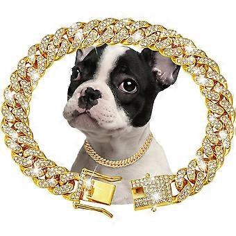 Dog Chain Collar Luxury Gold Pet Metal compatible with Small Medium Large Dogs Cats Jewelry Necklace Accessorie