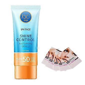 Face Sunscreen SPF 50 & 5PCS UV Tester Cards, Hydrating Sun Essence Leaves No Sticky Sunscreen Against UVA and UVB Rays