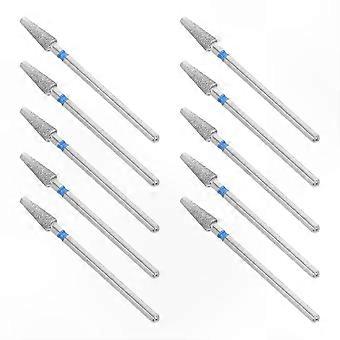Professional Diamond Nail Drill Bits, 10 Pcs Silver Electric File Machine Heads for Nail Techs