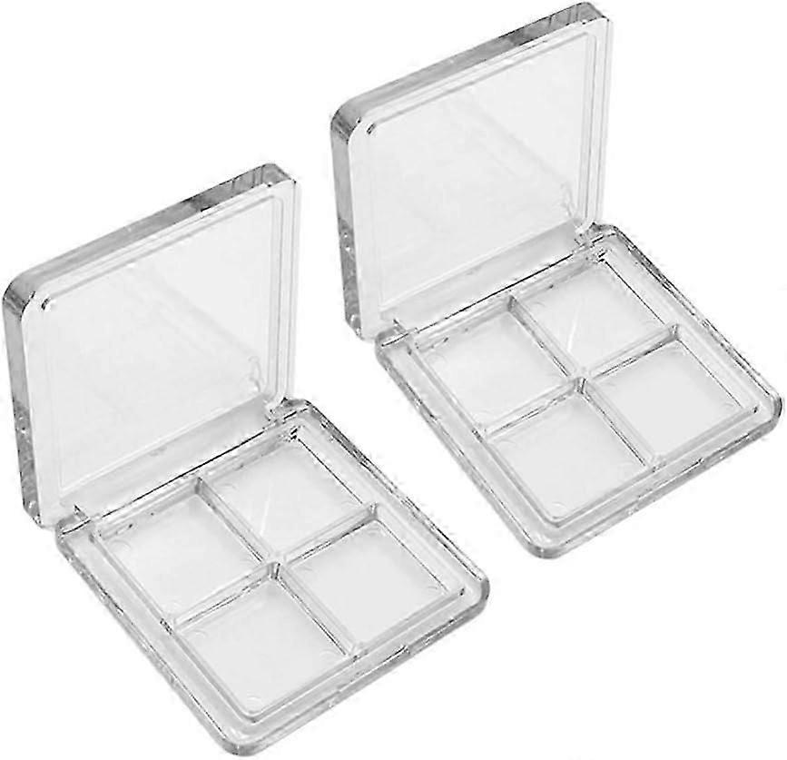2PCS Empty Eyeshadow Palette Refillable 4 Grids Plastic Palette
