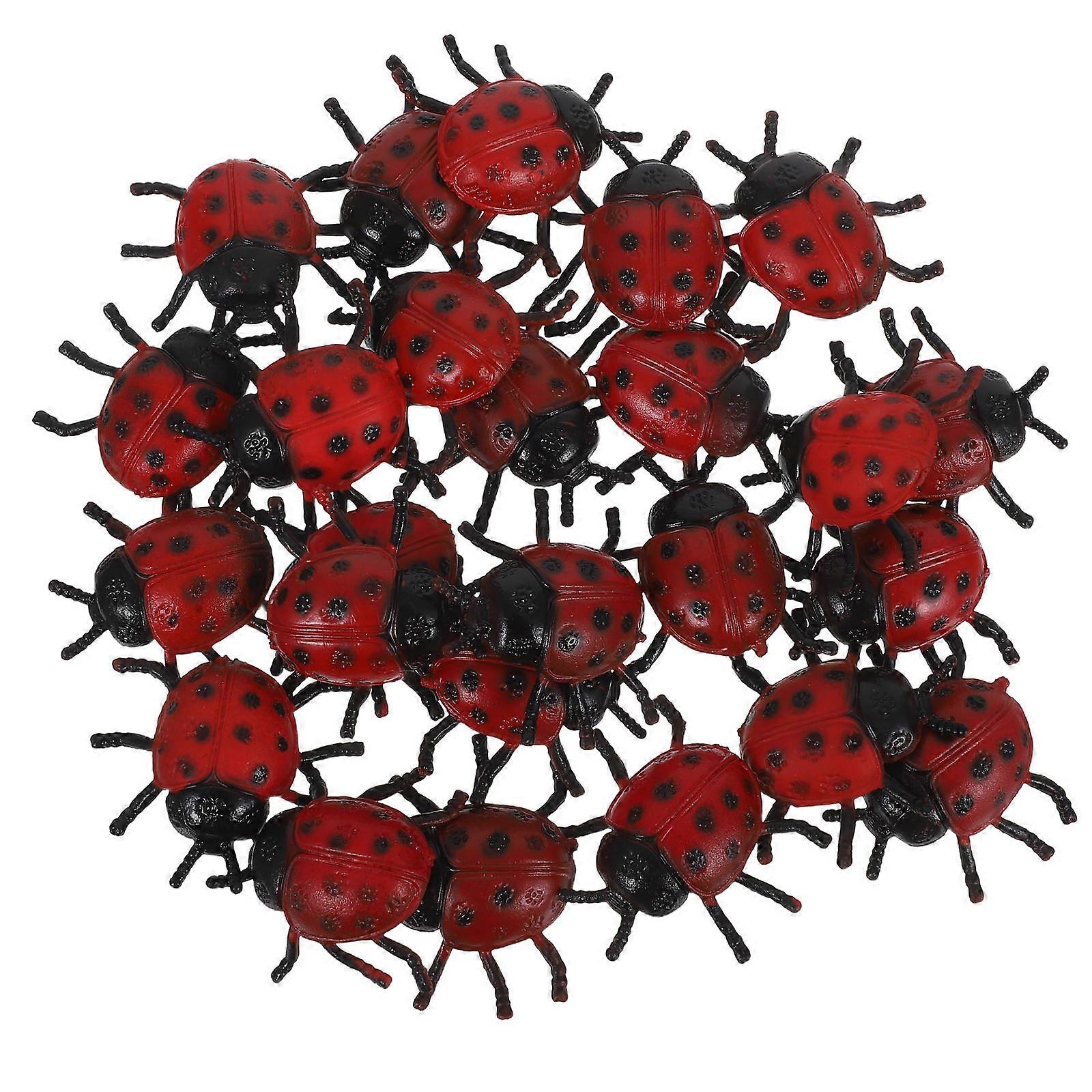 25 PCS PVC Simulation Ladybug Model Tricky Scary Toy Simulation Small Insect