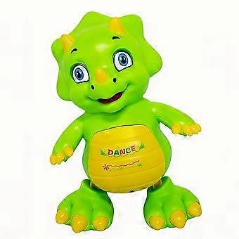 Electric Walking Dinosaur Robot Toy, Green Triceratops with Lights and Music, Dancing Interactive Toy for Kids Ages 2+