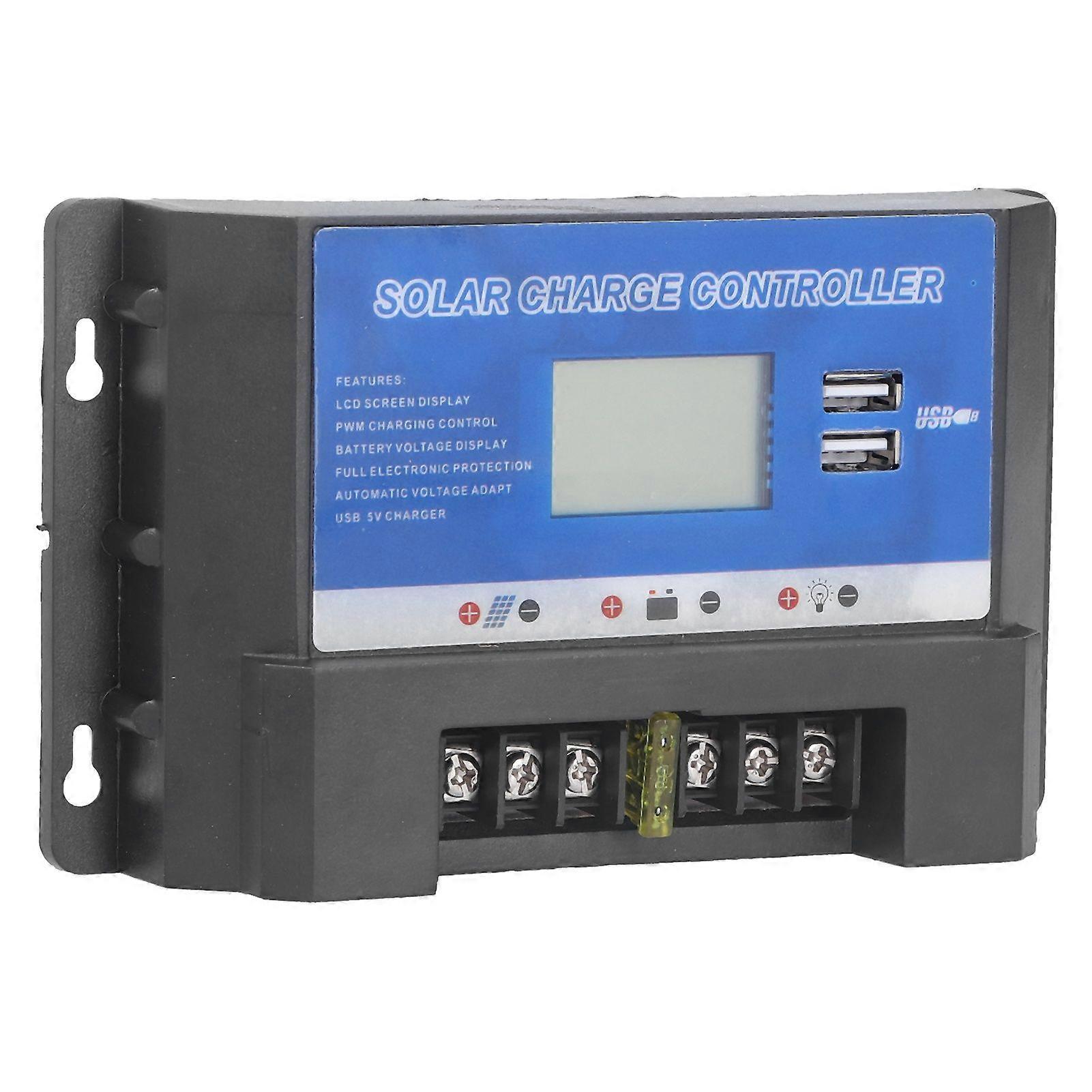 Solar Charge Controller LCD Display Dual Usb Interface Durable Solar Panel PV Regulator30A