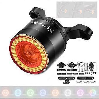 Luz trasera de bicicleta colorida Luz de ciclo nocturno de tamaño compacto Luz trasera de bicicleta con sensor de freno inteligente Luz trasera de bicicleta a prueba de lluvia Lámpara trasera de bicicleta USB Recargable C