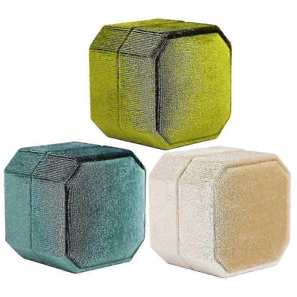 Proposal Ring Boxes 3Pcs Corduroy Octagonal Jewelry Gift Storage Boxes