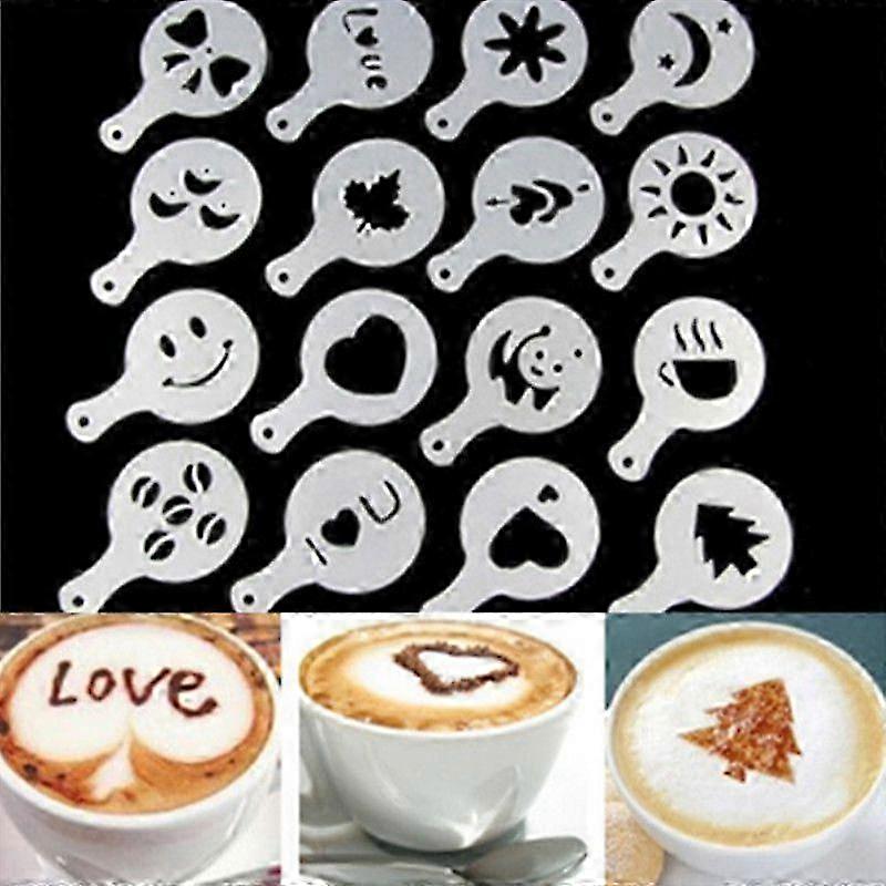 16Pcs Latte Art Stencil Collection