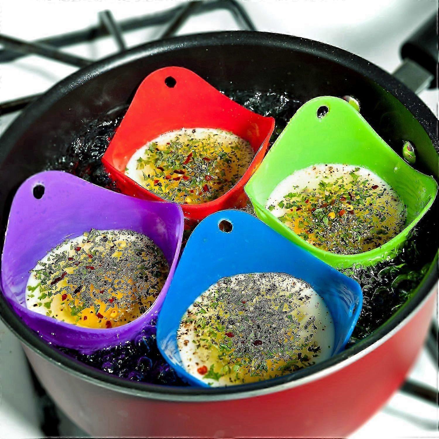 4pc Coloured Silicone Egg Molds
