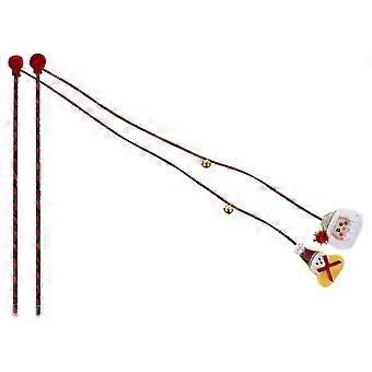 Interactive Cat Teaser Wand Toys, PP Cotton Rope Christmas Themed Play Sticks for Indoor Activity, 2 Pcs Set