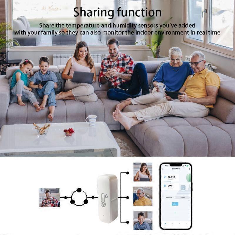 Smart Zigbee Temp Humidity Sensor App Control Alexa Compatible For Home Office Greenhouse Use