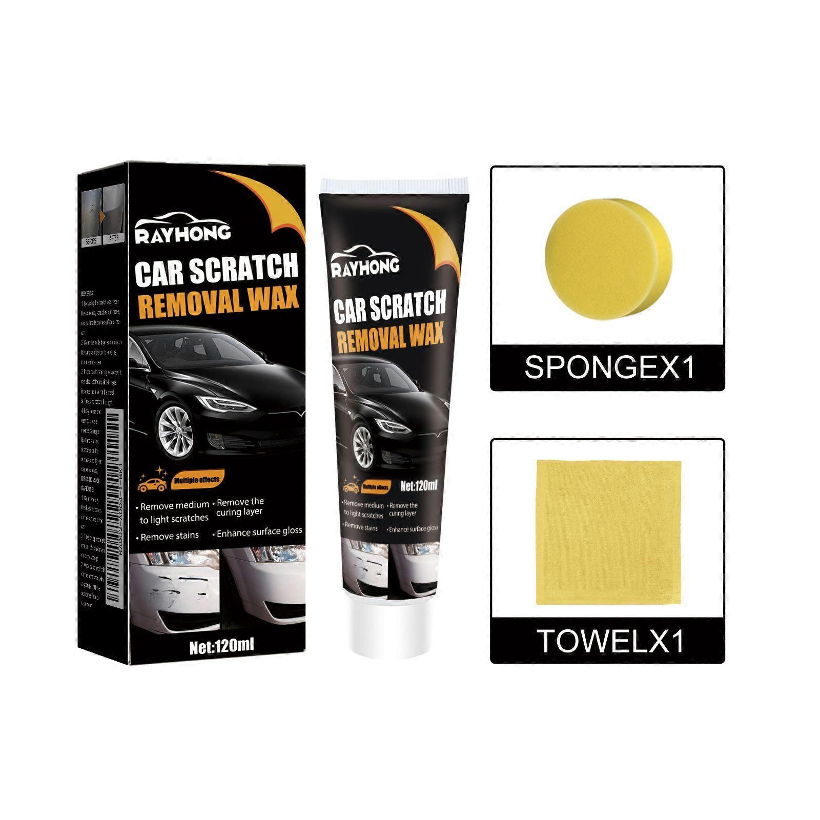 Car Surface Polishing Wax Kit, Auto Paint Care Compound with Sponge & Towel, 120ml