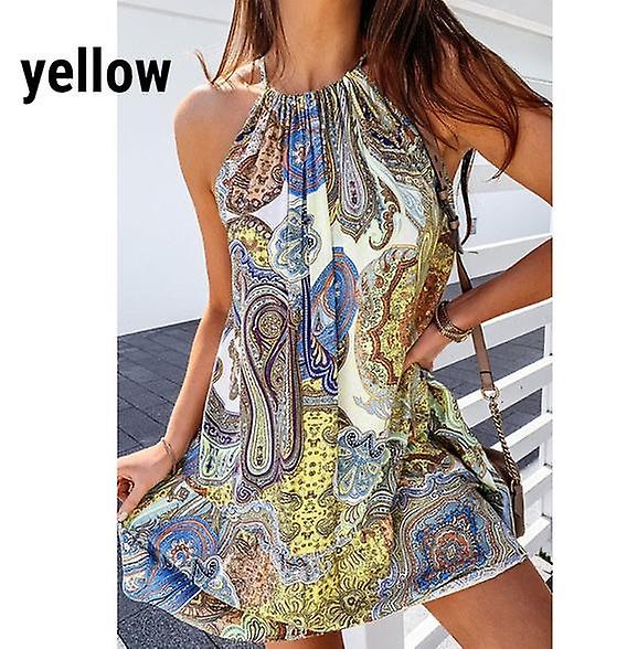 Summer 2022 New Boho Print Halter Dress For Women