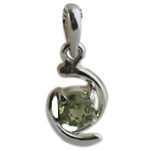 Silver 12x7mm Pendant set with 4mm round Peridot