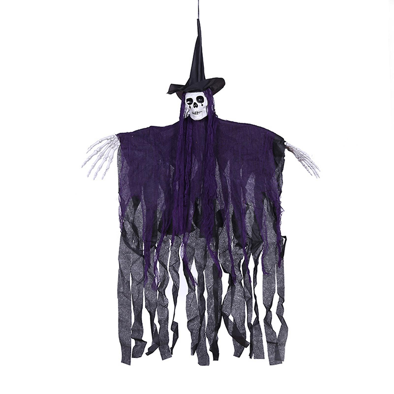 Halloween Hanging Skull Gauze Ghost Decoration Exquisite Crying Witch Hanging Decorations For Front Door Courtyard Porch Party Outdoor Garden
