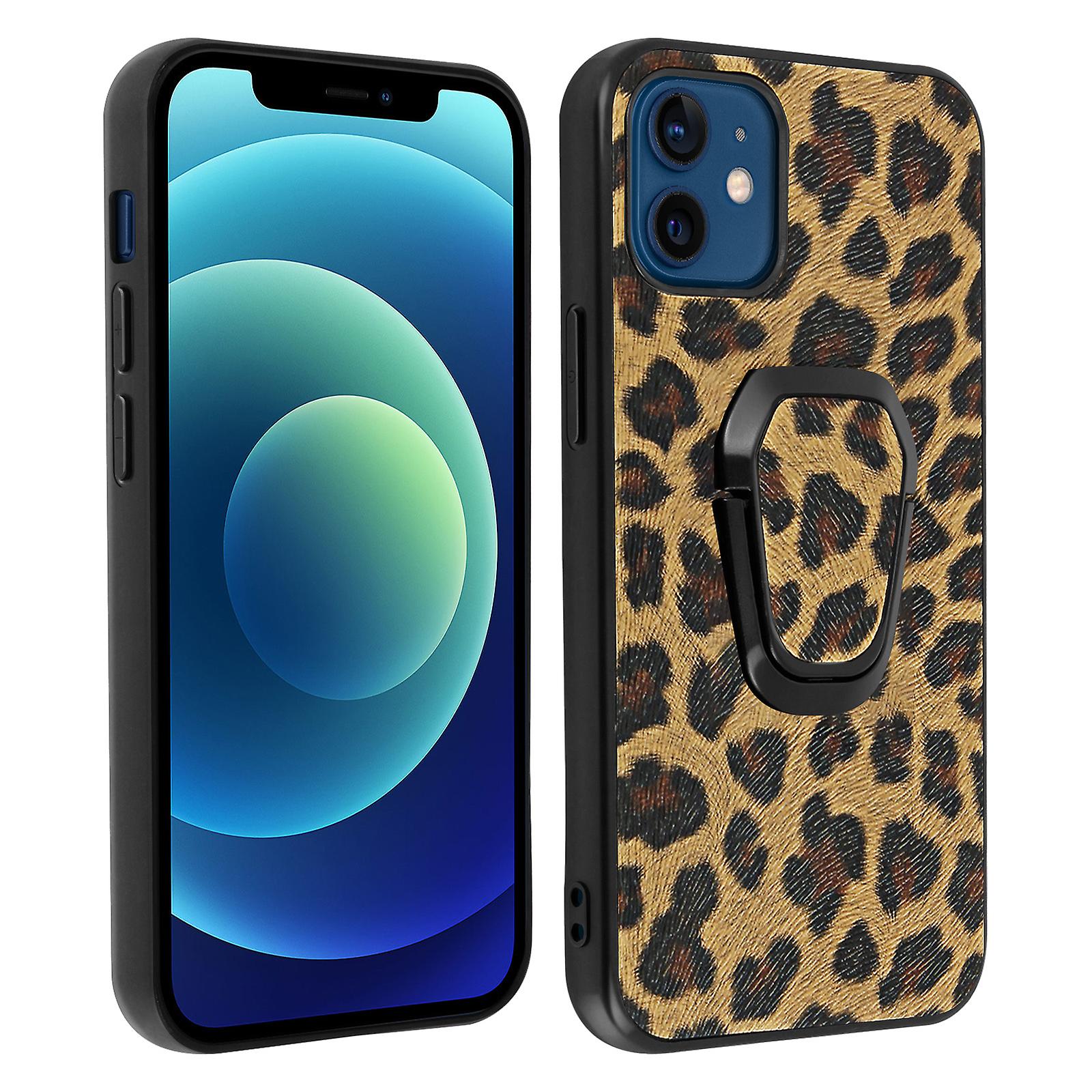 Coque Apple iPhone 12 Mini Imprimé léopard Fonction support Sur-mesure – Marron