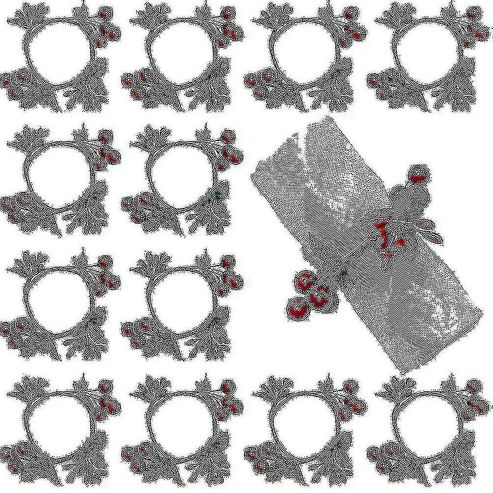 Napkin Rings, Rustic Napkin Ring Serviette Holders Red Berry Table Decorations For Wedding Christma