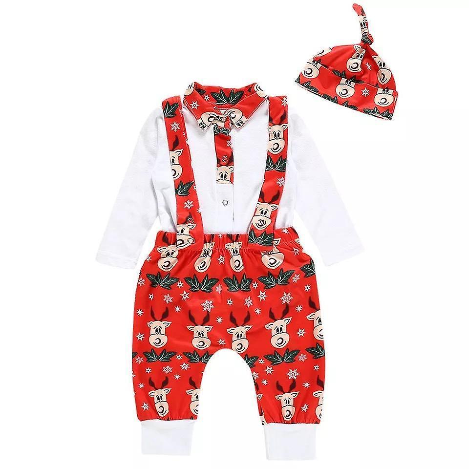 Newborn Baby Boy Girl Tops Strap Hats Outfit Clothes