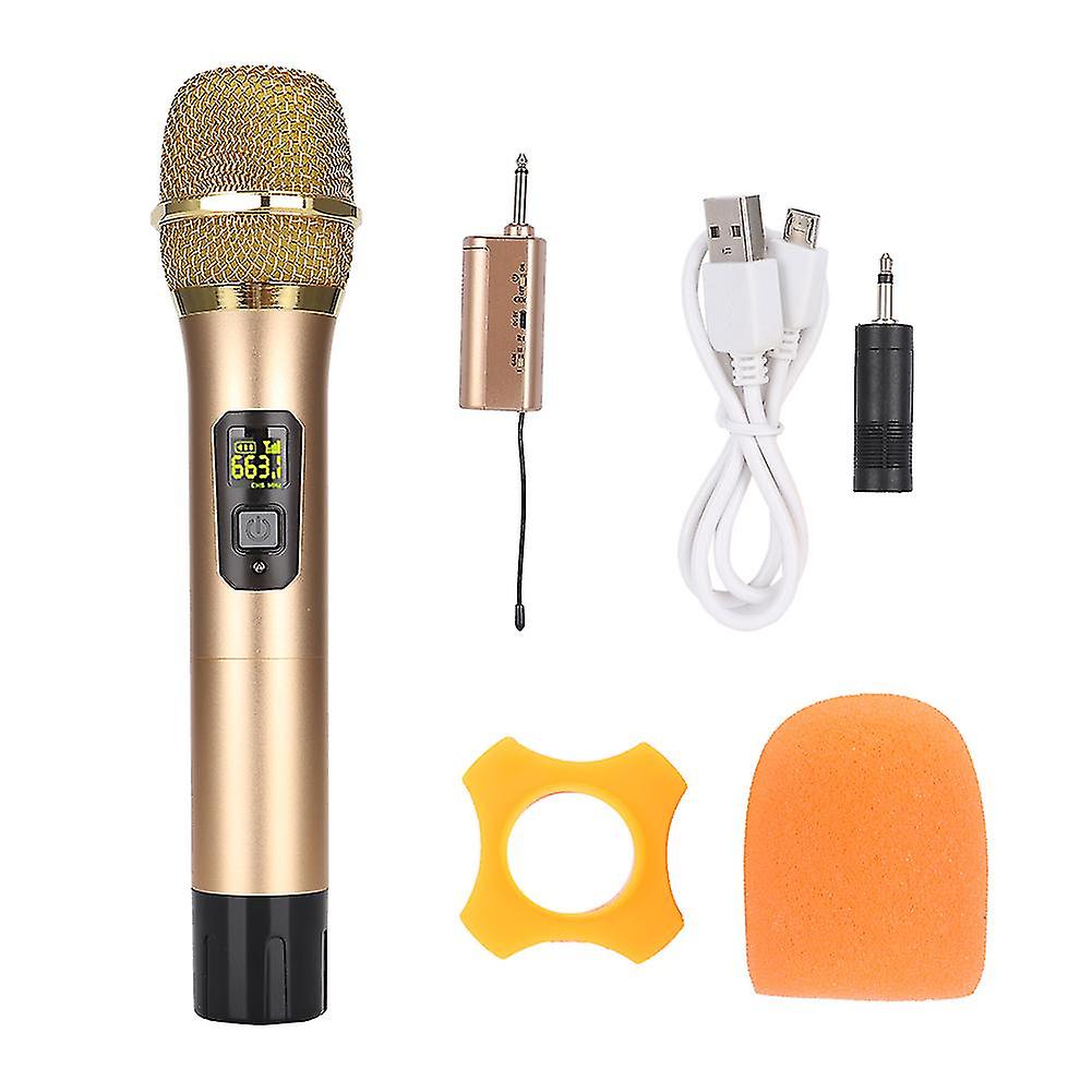 600Mhz-700mhz Uhf Handheld Wireless Microphone With Mini Bluetooth Receiver Gold