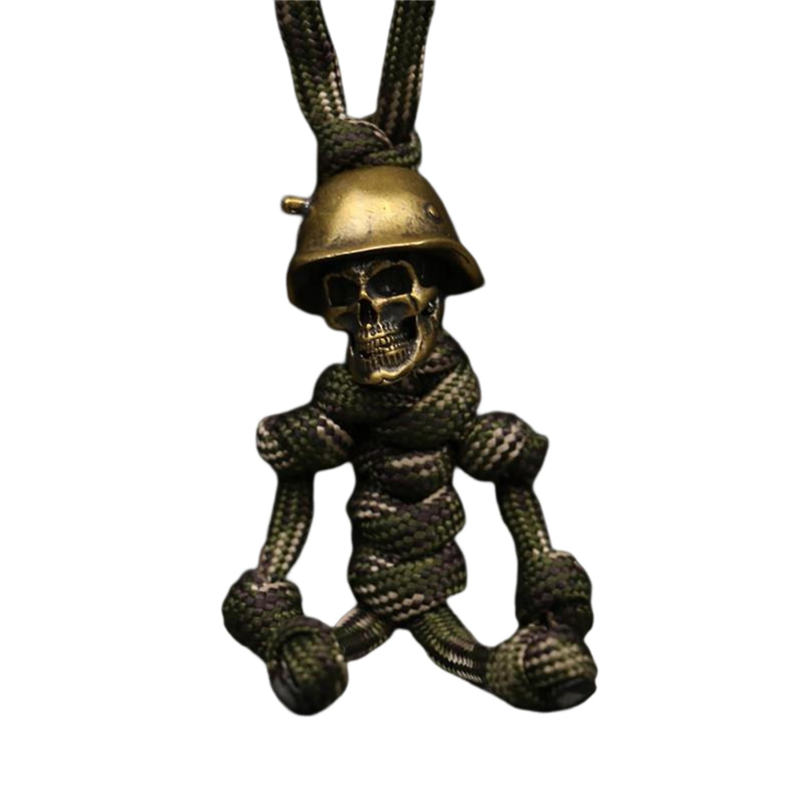Skeleton Soldier Rope Key Chain Copper Skull And Braided Rope Personalized Keychain Ornament For Women And Men