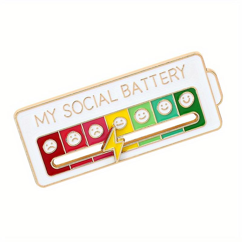 Social Battery Pin - Creative Lapel Pin Fun Enamel Emotional Pin 7 Days A Week