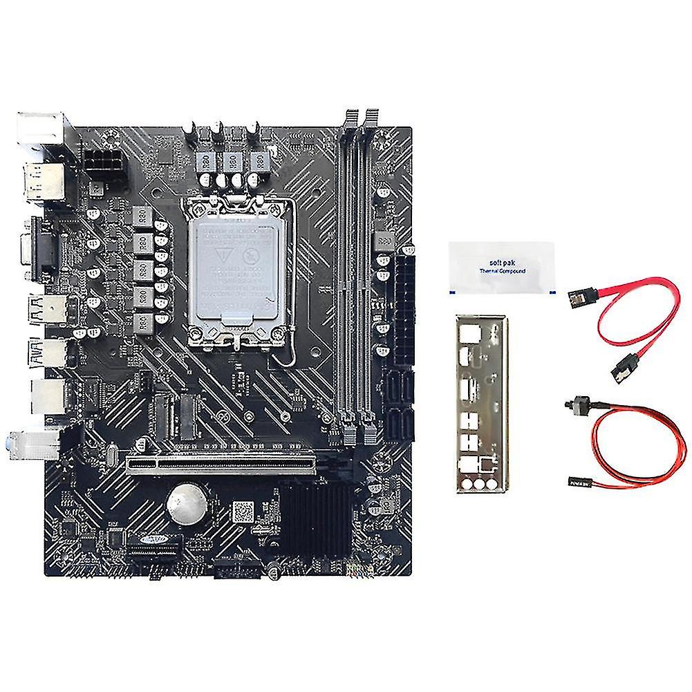 H610 Computer Motherboard+sata Cable+baffle+thermal Grease Lga1700 Ddr4 Gigabit Lan For G6900 I3 12