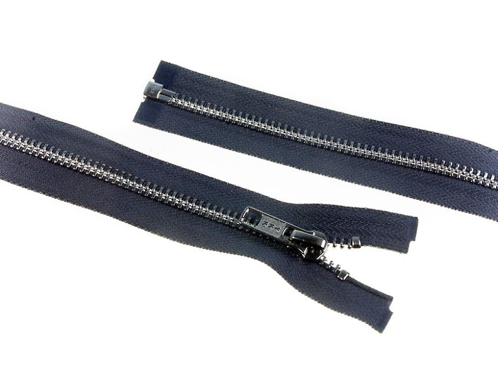 YKK Silver Metal Open End Zips Mid Grey - 40 cm - each