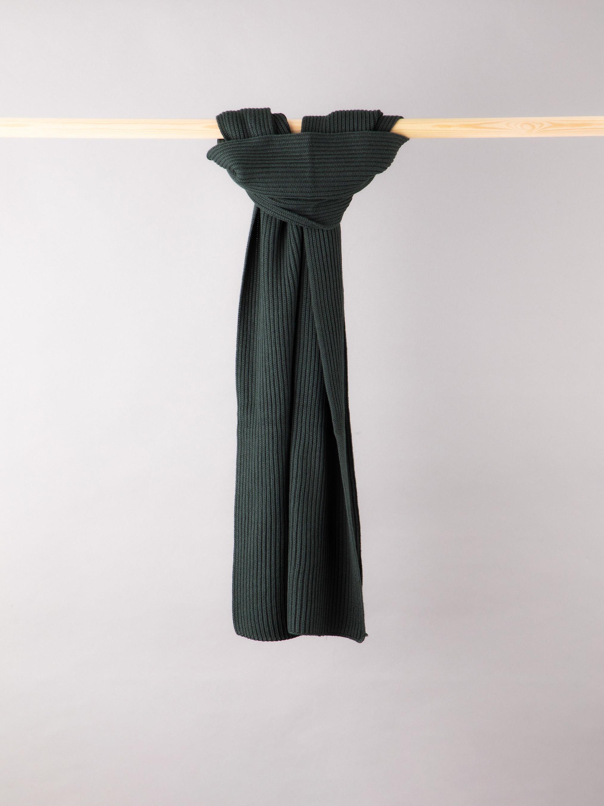 Ribbed Knitted Scarf in Green