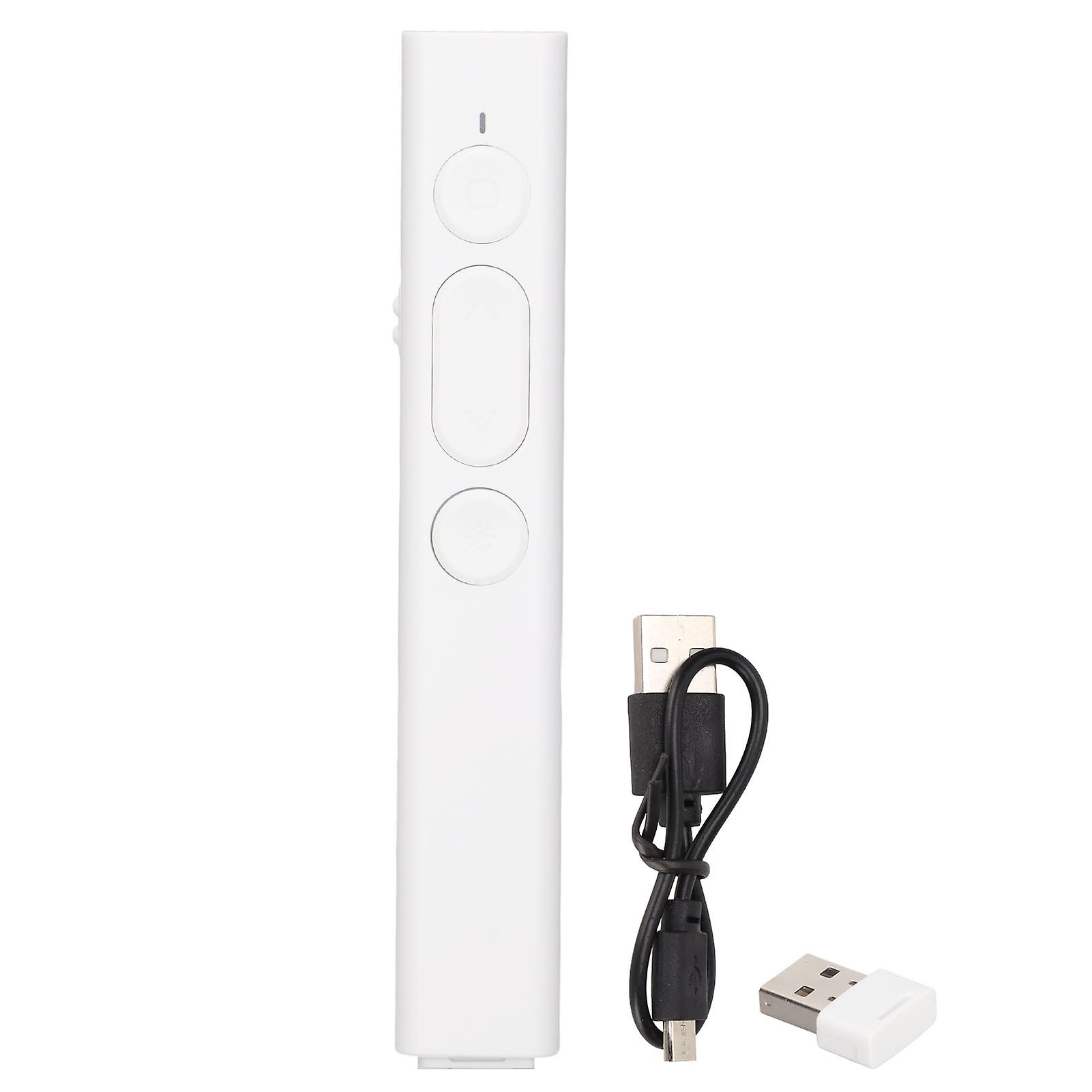 Presentation Clicker Lithium Battery Charging USB Ergonomic Design Low Radiation 2.4G High Sensitivity Chip PointerWhite
