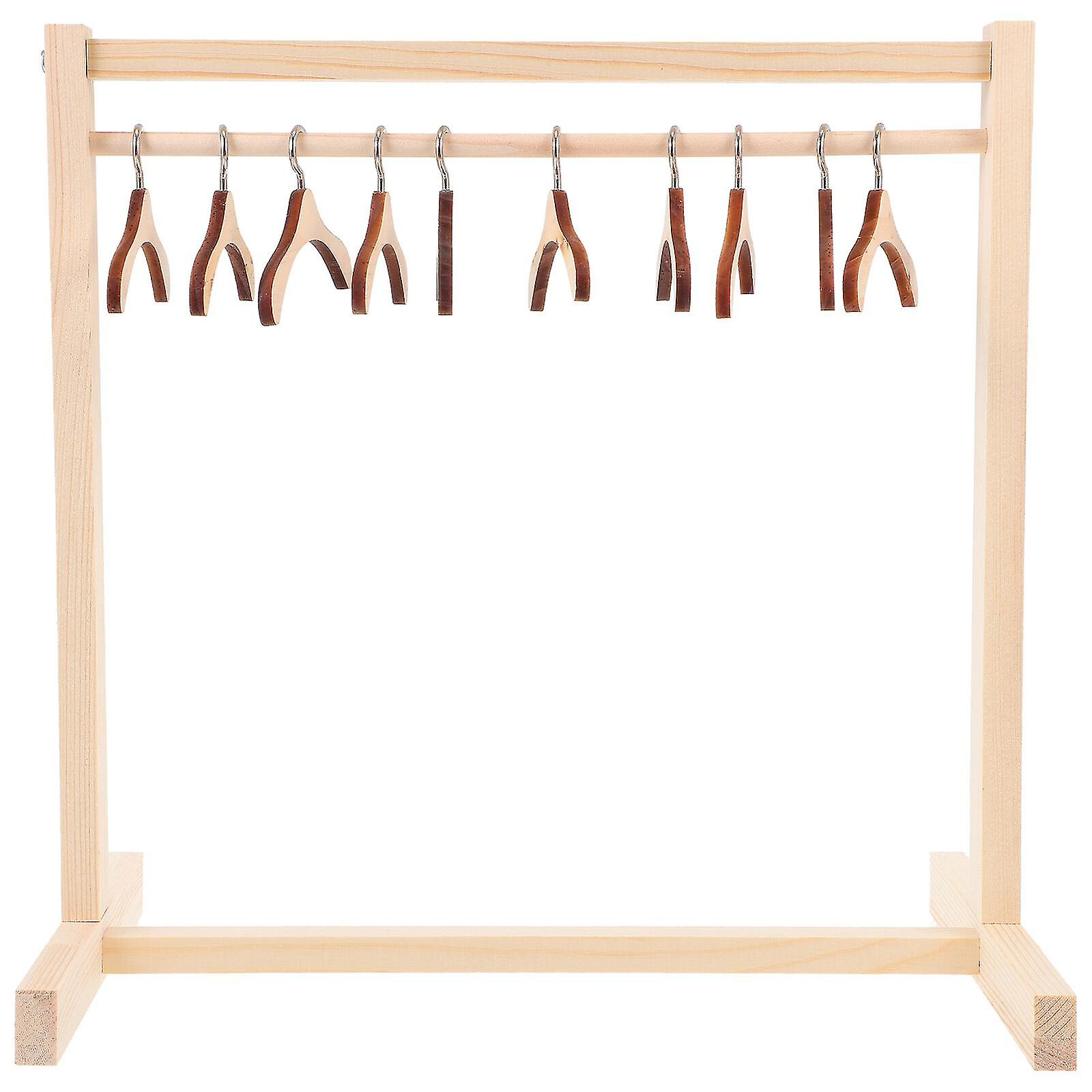 1set دمية خشبية الملابس الرف مع الشماعات الملابس دمية الملابس الرف لبيت الدمية- dwdz