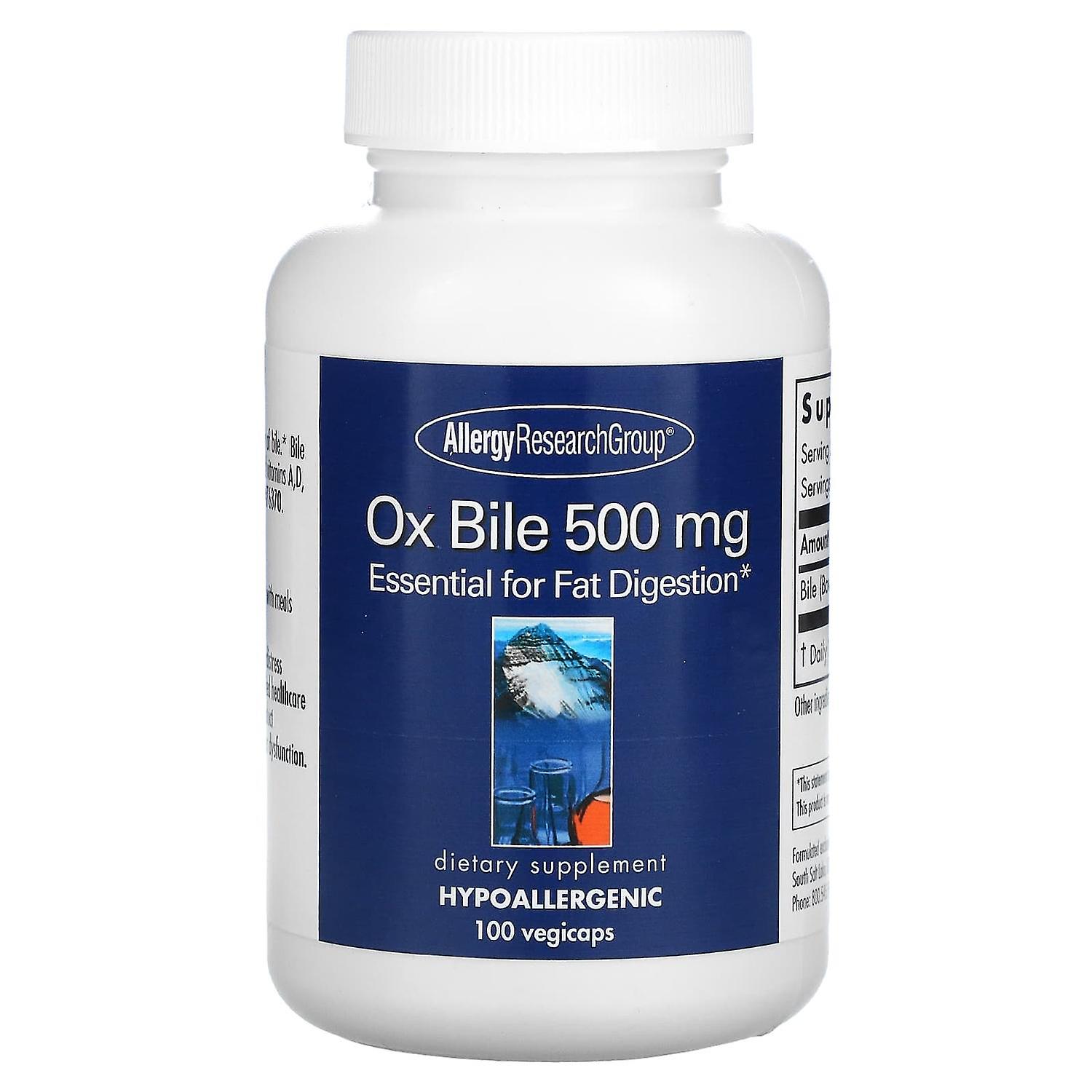 Allergy Research Group, Ox Bile, 500 mg, 100 Vegicaps