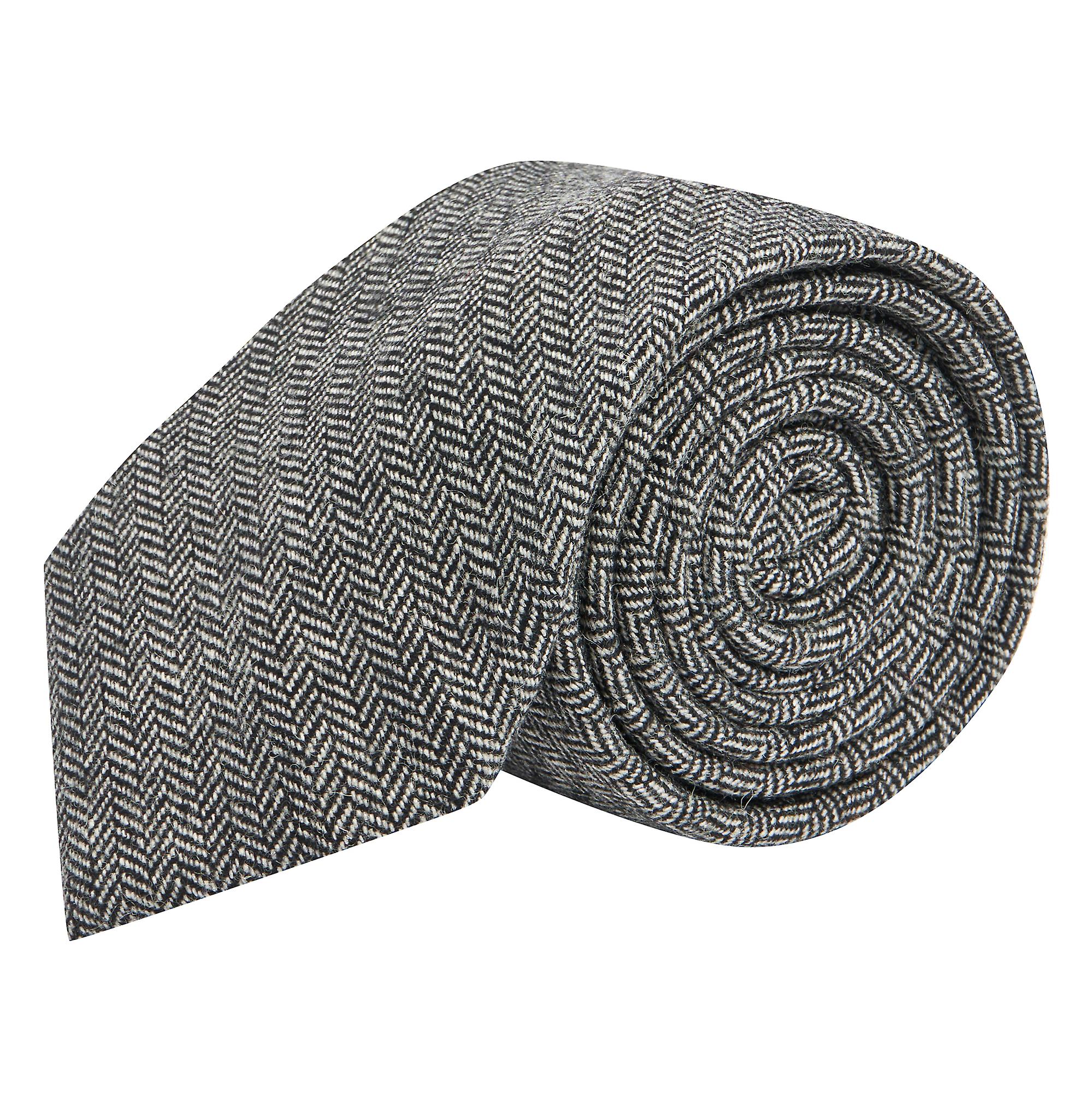 Black Herringbone Tie