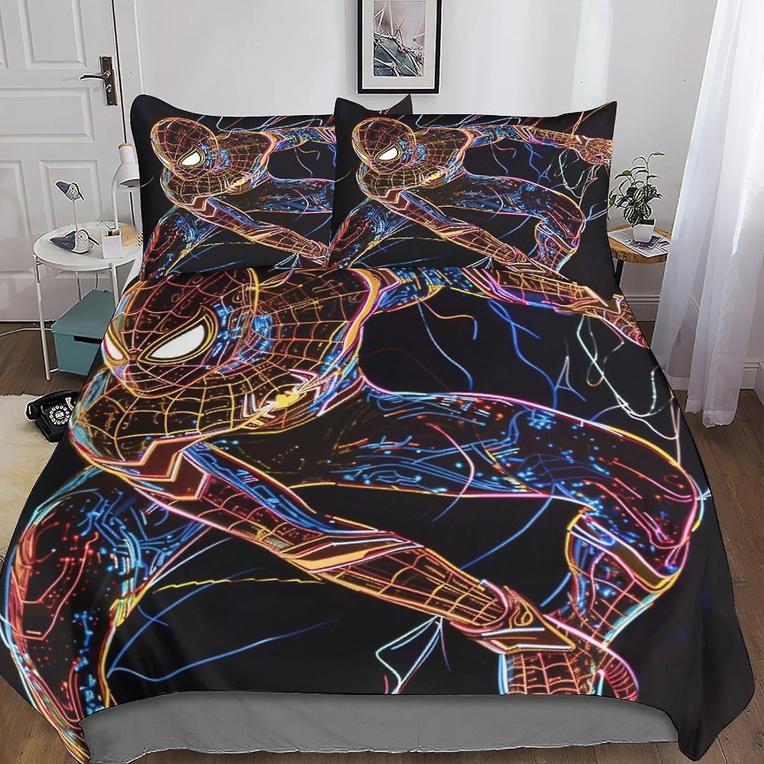 DSJackson Spider-Man 3-piece Duvet Cover 3D Print Movies Film Quilt Cover Bedding Set with Microfiber with Hidden Zipper Closure with Pillowcases Kids