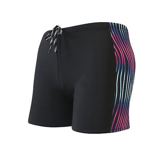 Men Trunks Print Contrast Color Quick-drying Slim Fit Swimming Shorts for Surfing