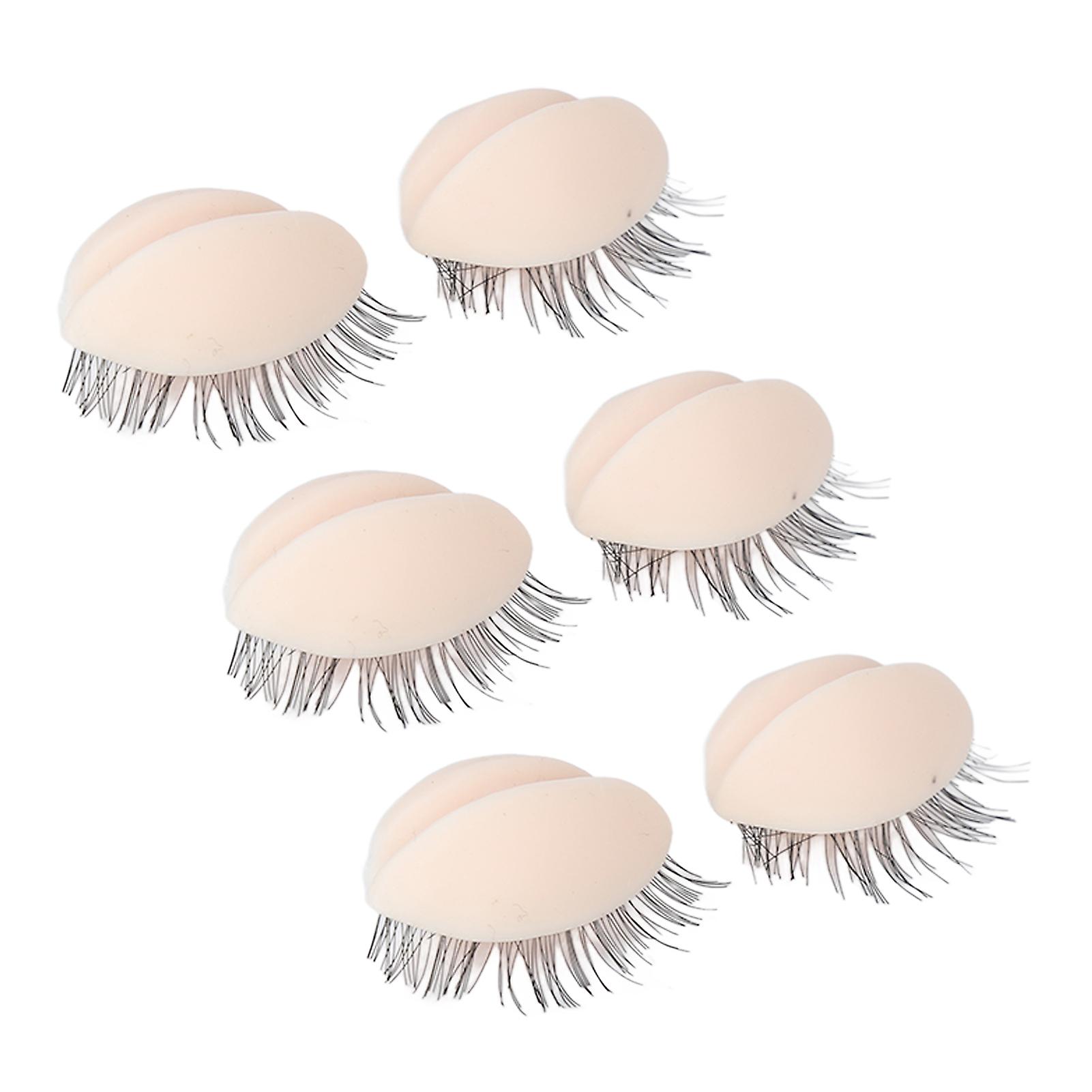 3 Pairs Mannequin Head Eyelids with Eyelashes for Eyelash Extension Grafting Training Practice Pink 