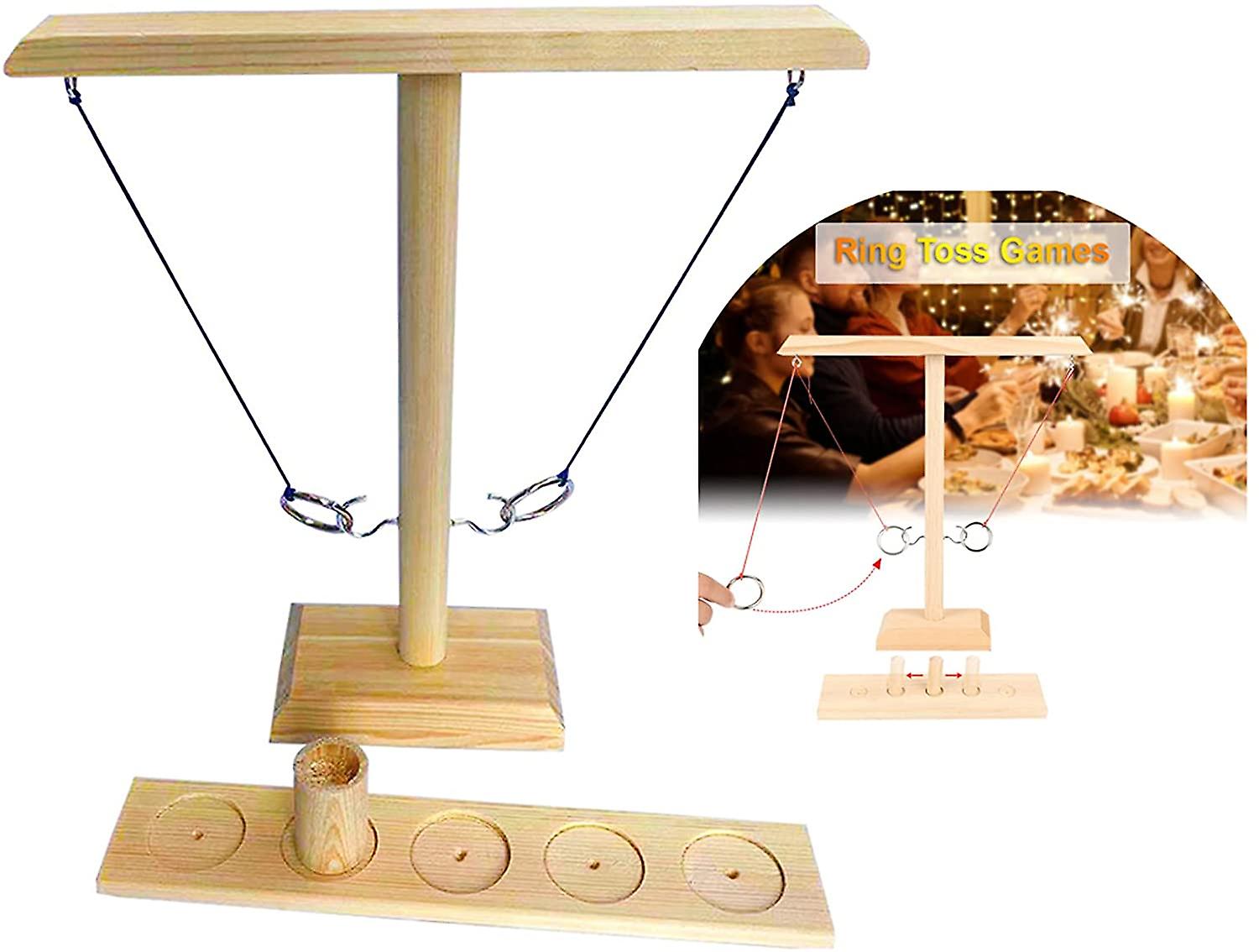 International Hook And Ring Toss Games With Scoreboard -beige