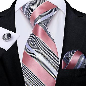 new designer striped silk classic ties for men wedding accessories gift for men tie pocket set square cufflinks
