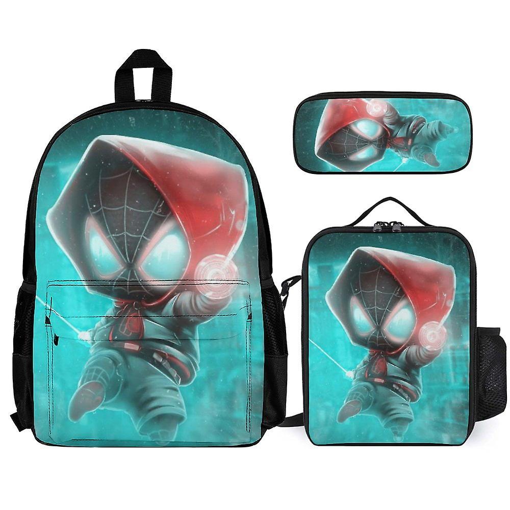 الرجل العنكبوت 3 قطع حقائب الظهر مجموعات مع حقيبة الغداء ومقلمة