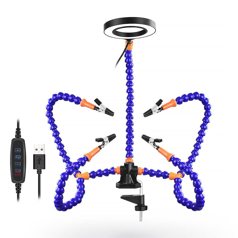 Desk Clip Pcb Soldering Holder 3x Magnifier 3 Colors Illuminated Lamp Welding Helping Hand Flexible Arm Soldering Third Hand Tool