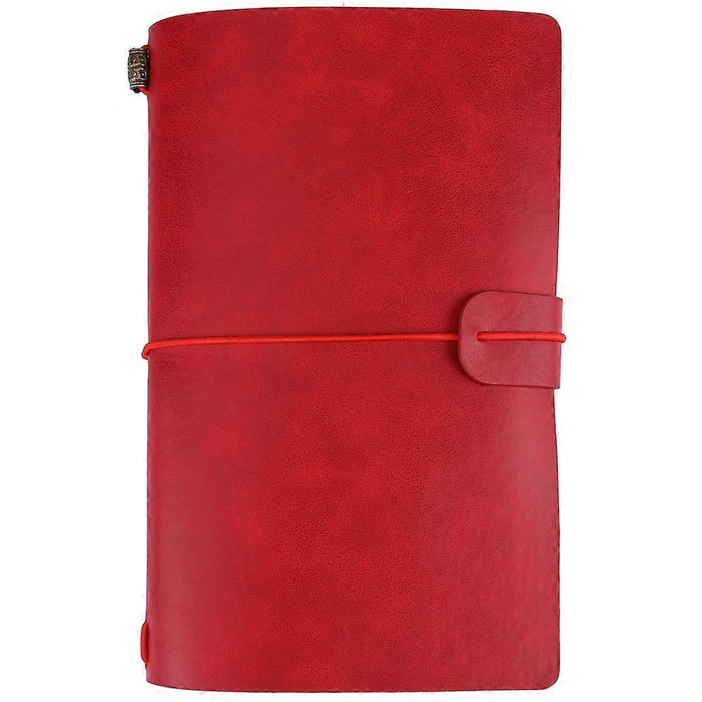 Classic PU Leather Travel Notebook Personalized Journal Diary Refillable Notepad (Red)