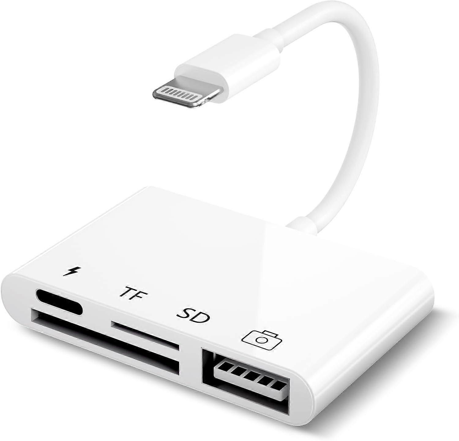 iPhone SD TF Card Reader 4 in 1 iPhone USB Camera Connection Kit, iPhone USB Camera Adapter with Charging Port for iPhone iPad Support USB Flash Drive