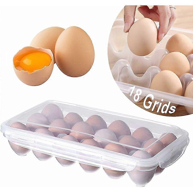 For Plastic Refrigerator Egg Box Stackable Plastic Egg Storage Box Refrigerator Egg Holder Stackable Kitchen Storage Box For 18 Eggs REA