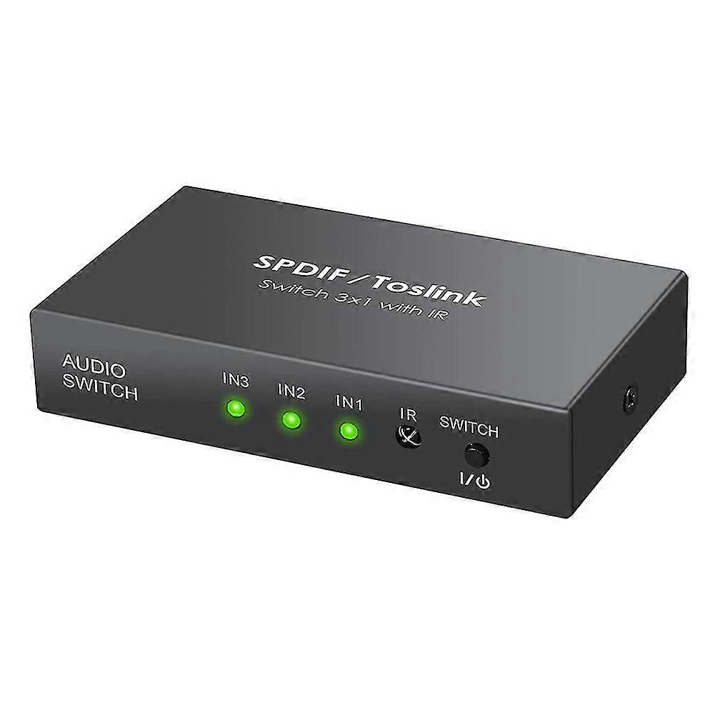 Digital Optical Audio Switcher 3X1 SPDIF Toslink Switch Box 3 Ports Optical Switch with IR Remote Control