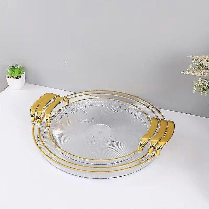 Exquisites rundes Serviertablett mit Griffen 3er-Set Küchenobst & Snack-Serviertablett Gold