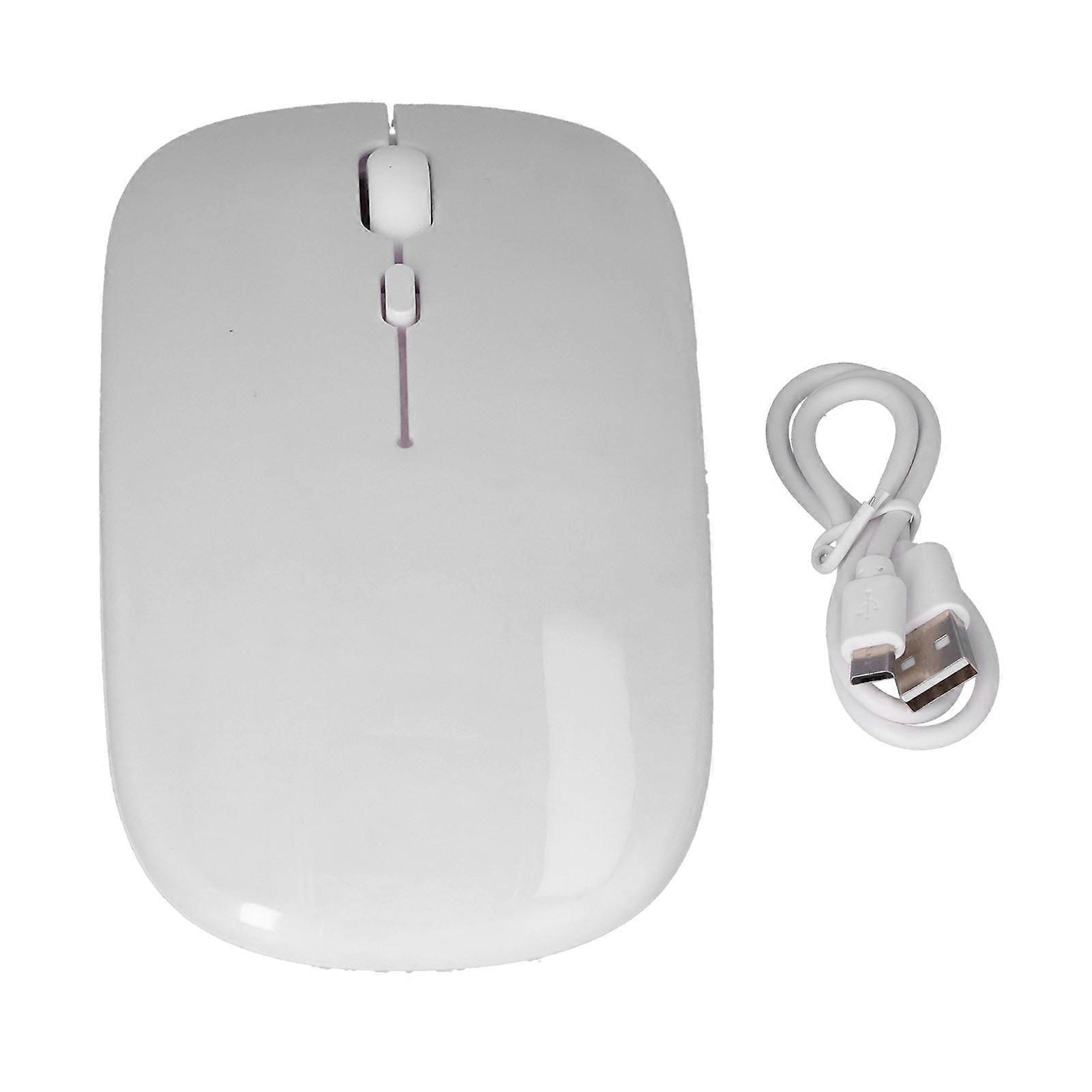Wireless Mouse Rechargeable DualMode 2.4G Ergonomic Mute Optical Computer Accessories(White )