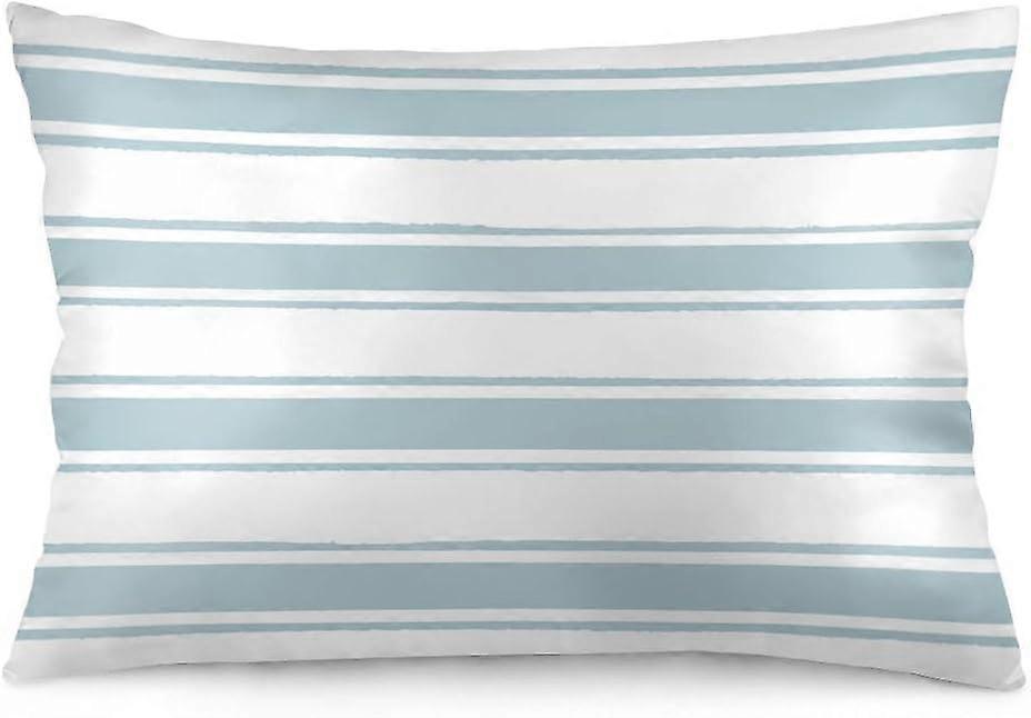 أكياس وسادات ملكة مخطط باللونين الأزرق والأبيض 20x30 بوصة خطوط بيضاء زرقاء نمط مطبوعة وسادة كيس لينة قطني رمي وسادة أغطية لأريكة السرير أريكة