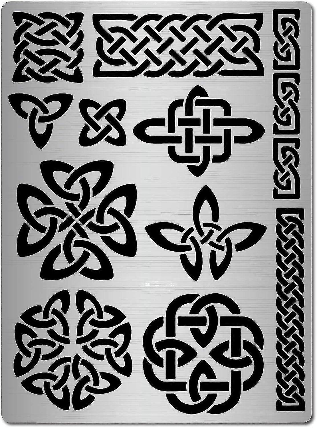 1pc Metal Celtic Triquetra Knot Stencil Viking Symbol Wicca Reusable Stencils Templates