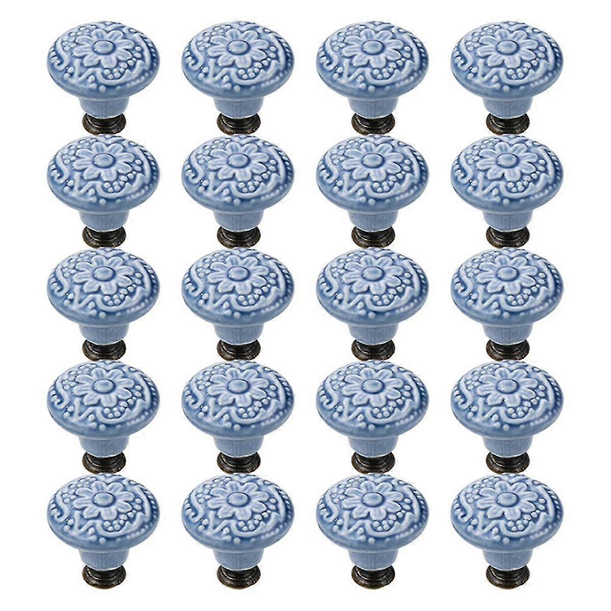 20 Pcs Drawer Pull Handles Round Cabinet Knobs Vintage Ceramic Door Knobs For Closet Cupboard Wardro