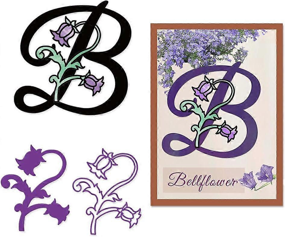 Bluebell Flower Cutting Dies B Letters Die Cut Carbon Steel Die Cuts Card Stencils Scrapbooking Embossing Template for Greeting Card Making DIY Craft