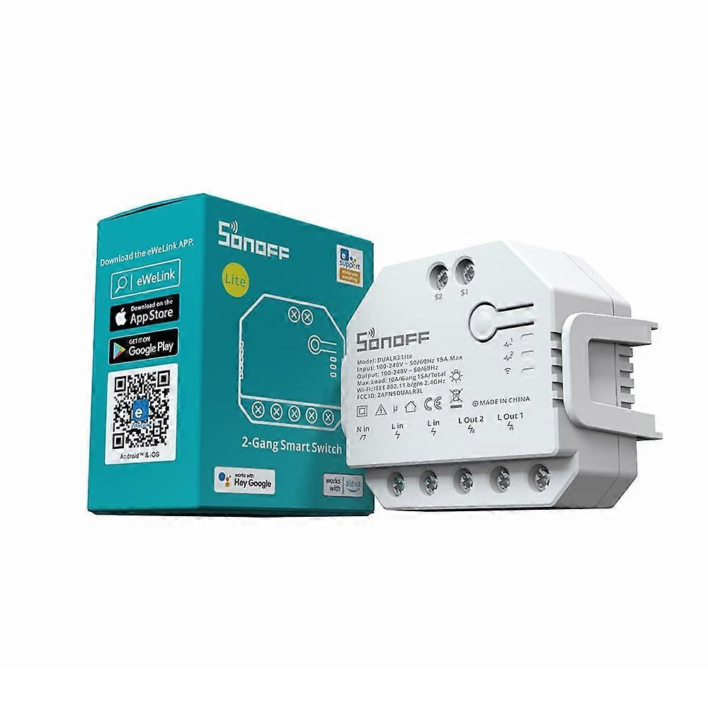 Dualr3 Lite Smart Wi-Fi Switch For Garage Door, 2 Gang 2 Way Smart Wifi Roller Shutter Switch, Motor Mode, Compatible With Alexa/Google Home/Siri, 15A