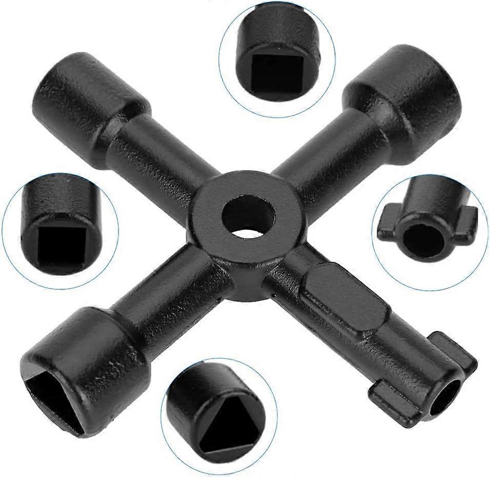 4 Way Key - Radiator Purge Key, Utility Key Electric Box Gas Meter Key for, Utility Key Panel Multi-Function Key Electrical Cabinet Key(Black)